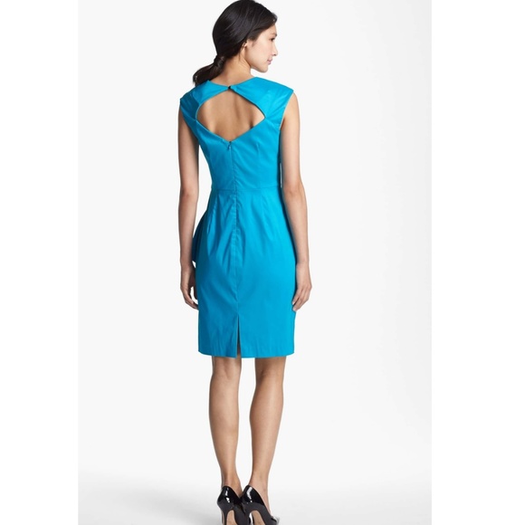 Maggy London Pleated Taffeta Sheath Dress - Picture 2 of 5